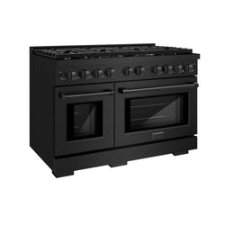 ZLINE 48 in. 6.7 cu. ft. Paramount Double Oven Gas Range in Black Stainless Steel with 8 Brass Burners (SGRB-BR-48)