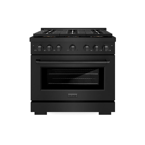 ZLINE 36 in. 5.2 cu. ft. Paramount Gas Range with 6 Burner DuoPro™ Cooktop and Convection Gas Oven in Black Stainless Steel, Open Box-Good Condition