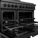 ZLINE 48 in. 6.7 cu. ft. Paramount Gas Range with 8 Burner DuoPro™ Cooktop and Dual Ovens in Black Stainless Steel, Open Box-Great Condition