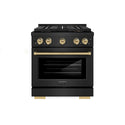 ZLINE Autograph Edition 30 in. 4.2 cu. ft. Paramount Gas Range with 4 Burner DuoPro™ Cooktop and Convection Gas Oven in Black Stainless Steel and Champagne Bronze Accents, Open Box-Good Condition