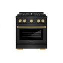 ZLINE Autograph Edition 30 in. 4.2 cu. ft. Paramount Gas Range with 4 Burner DuoPro™ Cooktop and Convection Gas Oven in Black Stainless Steel and Champagne Bronze Accents, Open Box-Great Condition