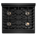 ZLINE Autograph Edition 30 in. 4.2 cu. ft. Paramount Gas Range with 4 Burner DuoPro™ Cooktop and Convection Gas Oven in Black Stainless Steel and Champagne Bronze Accents, Open Box-Good Condition