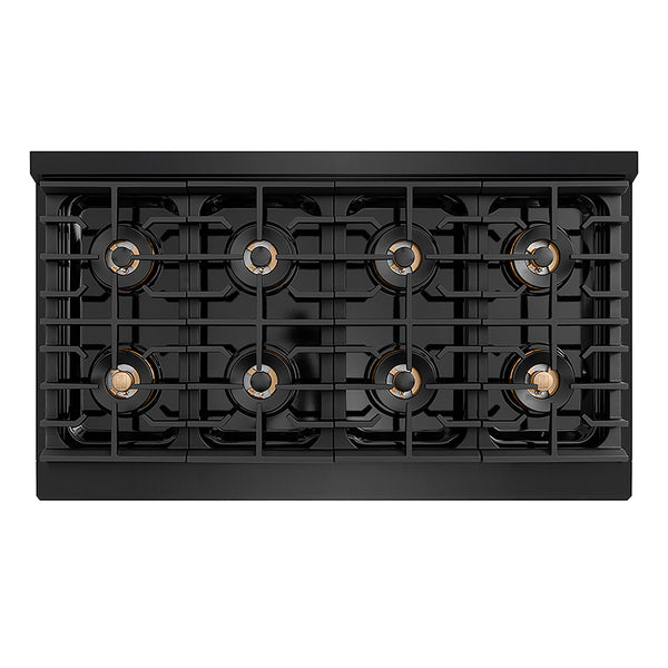 ZLINE Autograph Edition 48 in. 6.7 cu. ft. Paramount Gas Range with 8 Burner DuoPro™ Cooktop and Dual Ovens in Black Stainless Steel and Champagne Bronze Accents, Open Box-Great Condition