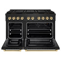 ZLINE Autograph Edition 48 in. 6.7 cu. ft. Paramount Gas Range with 8 Burner DuoPro™ Cooktop and Dual Ovens in Black Stainless Steel and Polished Gold Accents, Open Box-Good Condition