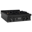 ZLINE 30 in. Legacy Gas Rangetop with 4 Brass Burners and Porcelain Cooktop in Black Stainless Steel, Open Box-Good Condition