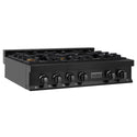 ZLINE 36 in. Legacy Gas Rangetop with 6 Brass Burners and Porcelain Cooktop in Black Stainless Steel, Open Box-Good Condition