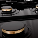 ZLINE 36 in. Legacy Gas Rangetop with 6 Brass Burners and Porcelain Cooktop in Black Stainless Steel, Open Box-Good Condition