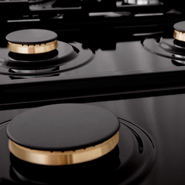 ZLINE 36 in. Legacy Gas Rangetop with 6 Brass Burners and Porcelain Cooktop in Black Stainless Steel, Open Box-Good Condition