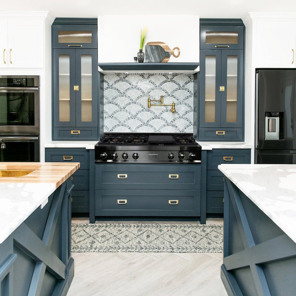 ZLINE 48 in. Legacy Gas Rangetop with 6 Brass Burners and Porcelain Cooktop in Black Stainless Steel, Open Box-Good Condition