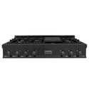 ZLINE 48 in. Legacy Gas Rangetop with 6 Brass Burners and Porcelain Cooktop in Black Stainless Steel, Open Box-Good Condition