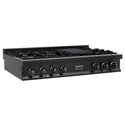 ZLINE 48 in. Legacy Gas Rangetop with 6 Brass Burners and Porcelain Cooktop in Black Stainless Steel, Open Box-Good Condition