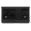 ZLINE 48 in. Legacy Gas Rangetop with 6 Brass Burners and Porcelain Cooktop in Black Stainless Steel, Open Box-Good Condition