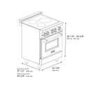 ZLINE 24 in. 2.8 cu. ft. Legacy Induction Range with 4 Element Cooktop and Electric Oven in Black Stainless Steel, Open Box-Good Condition dimensional diagram.