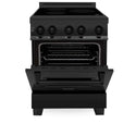 ZLINE 24 in. 2.8 cu. ft. Legacy Induction Range with 4 Element Cooktop and Electric Oven in Black Stainless Steel, Open Box-Good Condition