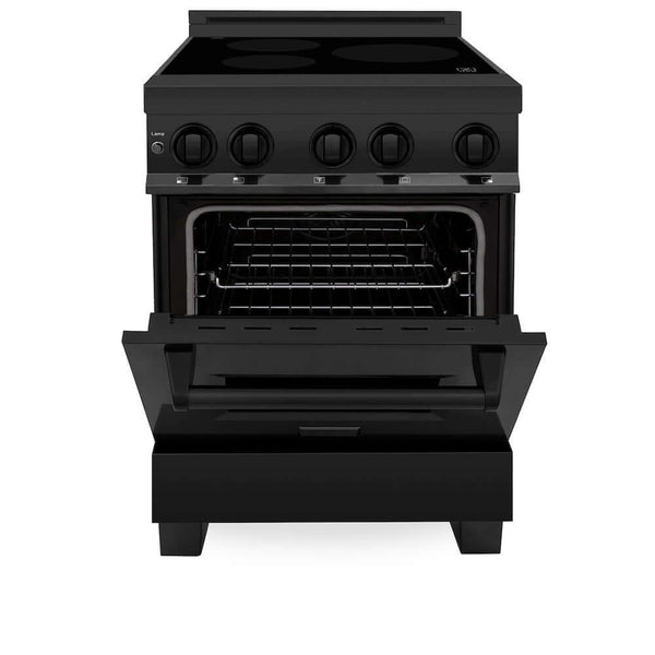 ZLINE 24 in. 2.8 cu. ft. Legacy Induction Range with 4 Element Cooktop and Electric Oven in Black Stainless Steel, Open Box-Good Condition