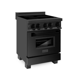 ZLINE 24 in. 2.8 cu. ft. Legacy Induction Range with 4 Element Cooktop and Electric Oven in Black Stainless Steel, Open Box-Great Condition