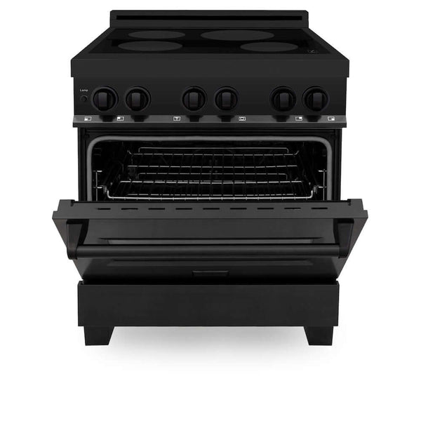 ZLINE 30 in. 4.0 cu. ft. Legacy Induction Range with 4 Element Cooktop and Electric Oven in Black Stainless Steel, Open Box-Good Condition