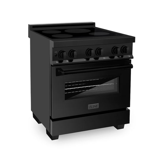 ZLINE 30 in. 4.0 cu. ft. Legacy Induction Range with 4 Element Cooktop and Electric Oven in Black Stainless Steel, Open Box-Great Condition