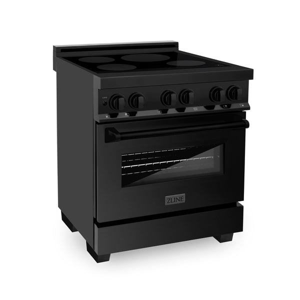 ZLINE Induction Range with a 4 Element Stove and Electric Oven in Black Stainless Steel (RAIND-BS-30)