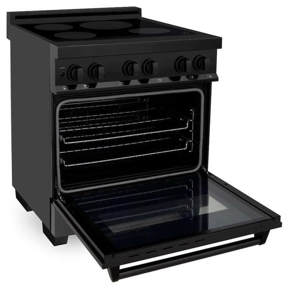 ZLINE 30 in. 4.0 cu. ft. Legacy Induction Range with 4 Element Cooktop and Electric Oven in Black Stainless Steel, Open Box-Good Condition