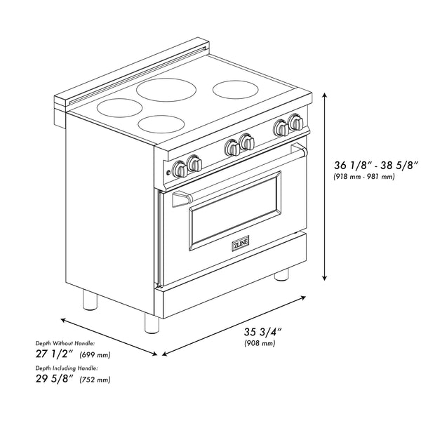 ZLINE Induction Range with a 4 Element Stove and Electric Oven in Black Stainless Steel (RAIND-BS-36)