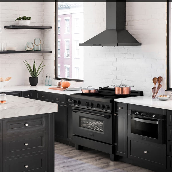 ZLINE 36 in. 4.6 cu. ft. Legacy Induction Range with 5 Element Cooktop and Electric Oven in Black Stainless Steel, Open Box-Great Condition