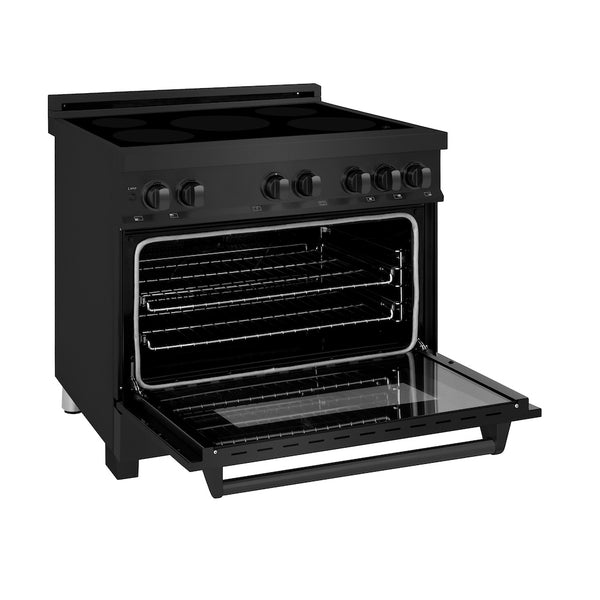 ZLINE 36 in. 4.6 cu. ft. Legacy Induction Range with 5 Element Cooktop and Electric Oven in Black Stainless Steel, Open Box-Great Condition