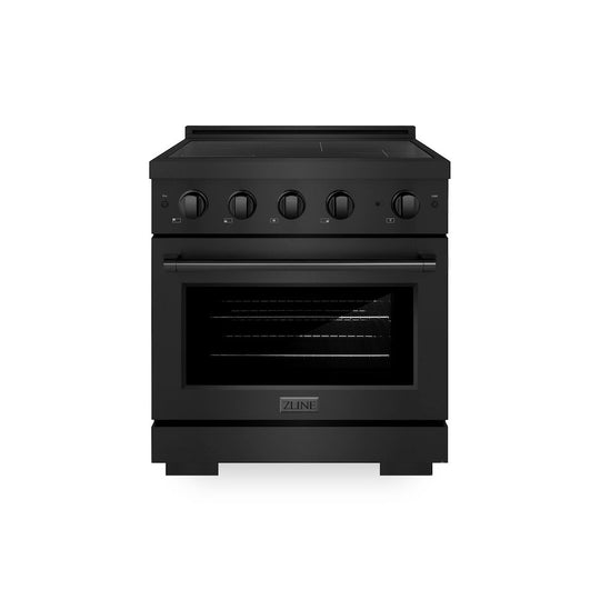 ZLINE 30 in. 4.2 cu. ft. Paramount Induction Range with 4 Element Cooktop and Electric Convection Oven in Black Stainless Steel, Open Box-Good Condition
