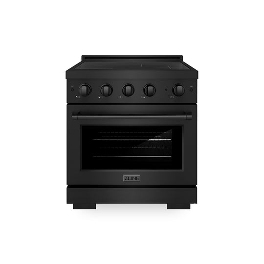 ZLINE 30 in. 4.2 cu. ft. Paramount Induction Range with 4 Element Cooktop and Electric Convection Oven in Black Stainless Steel, Open Box-Great Condition