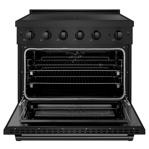 ZLINE 36 in. 5.2 cu. ft. Paramount Induction Range with 5 Element Cooktop and Electric Convection Oven in Black Stainless Steel, Open Box-Great Condition