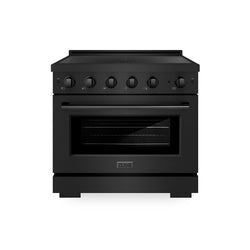 ZLINE 36 in. 5.2 cu. ft. Paramount Induction Range with 5 Element Cooktop and Electric Convection Oven in Black Stainless Steel, Open Box-Great Condition