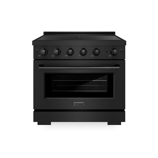 ZLINE 36 in. 5.2 cu. ft. Paramount Induction Range with 5 Element Cooktop and Electric Convection Oven in Black Stainless Steel, Open Box-Great Condition