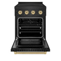 ZLINE Autograph Edition 24 in. 3.2 cu. ft. Paramount Induction Range with 3 Element Cooktop and Electric Convection Oven in Black Stainless Steel with Champagne Bronze Accents (SINRBZ-24-CB)