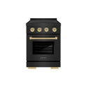 ZLINE Autograph Edition 24 in. 3.2 cu. ft. Paramount Induction Range with 3 Element Cooktop and Electric Convection Oven in Black Stainless Steel with Champagne Bronze Accents (SINRBZ-24-CB)