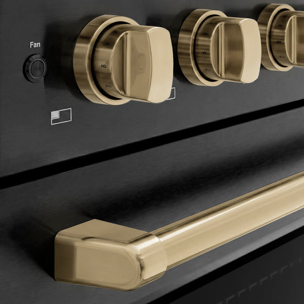 ZLINE Autograph Edition 24 in. 3.2 cu. ft. Paramount Induction Range with 3 Element Cooktop and Electric Convection Oven in Black Stainless Steel with Champagne Bronze Accents (SINRBZ-24-CB)