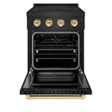 ZLINE Autograph Edition 24 in. 3.2 cu. ft. Paramount Induction Range with 3 Element Cooktop and Electric Convection Oven in Black Stainless Steel with Polished Gold Accents (SINRBZ-24-G)