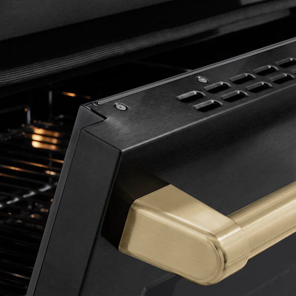 ZLINE Autograph Edition 30 in. 4.2 cu. ft. Paramount Induction Range with 4 Element Cooktop and Electric Convection Oven in Black Stainless Steel with Champagne Bronze Accents (SINRBZ-30-CB)