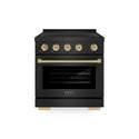 ZLINE Autograph Edition 30 in. 4.2 cu. ft. Paramount Induction Range with 4 Element Cooktop and Electric Convection Oven in Black Stainless Steel with Champagne Bronze Accents, Open Box-Good Condition