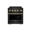 ZLINE Autograph Edition 30 in. 4.2 cu. ft. Paramount Induction Range with 4 Element Cooktop and Electric Convection Oven in Black Stainless Steel with Champagne Bronze Accents (SINRBZ-30-CB)