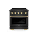 ZLINE Autograph Edition 30 in. 4.2 cu. ft. Paramount Induction Range with 4 Element Cooktop and Electric Convection Oven in Black Stainless Steel with Champagne Bronze Accents, Open Box-Great Condition