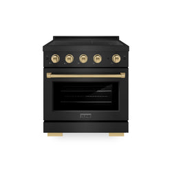 ZLINE Autograph Edition 30 in. 4.2 cu. ft. Paramount Induction Range with 4 Element Cooktop and Electric Convection Oven in Black Stainless Steel with Champagne Bronze Accents, Open Box-Great Condition