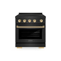 ZLINE Autograph Edition 30 in. 4.2 cu. ft. Paramount Induction Range with 4 Element Cooktop and Electric Convection Oven in Black Stainless Steel with Polished Gold Accents, Open Box-Great Condition
