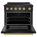 ZLINE Autograph Edition 36 in. 5.2 cu. ft. Paramount Induction Range with 5 Element Cooktop and Electric Convection Oven in Black Stainless Steel with Champagne Bronze Accents, Open Box-Great Condition