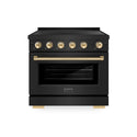ZLINE Autograph Edition 36 in. 5.2 cu. ft. Paramount Induction Range with 5 Element Cooktop and Electric Convection Oven in Black Stainless Steel with Polished Gold Accents, Open Box-Good Condition