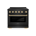 ZLINE Autograph Edition 36 in. 5.2 cu. ft. Paramount Induction Range with 5 Element Cooktop and Electric Convection Oven in Black Stainless Steel with Polished Gold Accents, Open Box-Great Condition