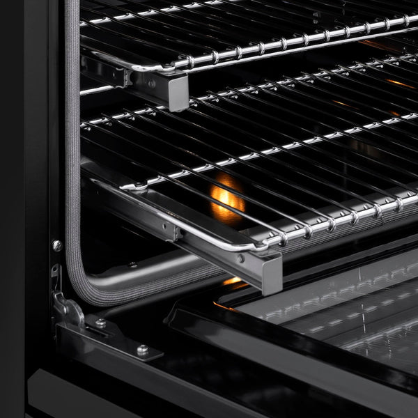 ZLINE Autograph Edition 36 in. 5.2 cu. ft. Paramount Induction Range with 5 Element Cooktop and Electric Convection Oven in Black Stainless Steel with Polished Gold Accents, Open Box-Good Condition