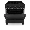 ZLINE 30 in. 4.0 cu. ft. Legacy Dual Fuel Range with 4 Burner Gas Cooktop and Electric Convection Oven in Black Stainless Steel, Open Box-Great Condition