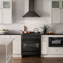 ZLINE 30 in. 4.0 cu. ft. Legacy Dual Fuel Range with 4 Burner Gas Cooktop and Electric Convection Oven in Black Stainless Steel, Open Box-Great Condition