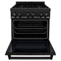 ZLINE 30 in. 4.0 cu. ft. Legacy Dual Fuel Range with 4 Burner Gas Cooktop and Electric Convection Oven in Black Stainless Steel, Open Box-Great Condition