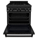 ZLINE 30 in. 4.0 cu. ft. Legacy Dual Fuel Range with 4 Burner Gas Cooktop and Electric Convection Oven in Black Stainless Steel, Open Box-Good Condition